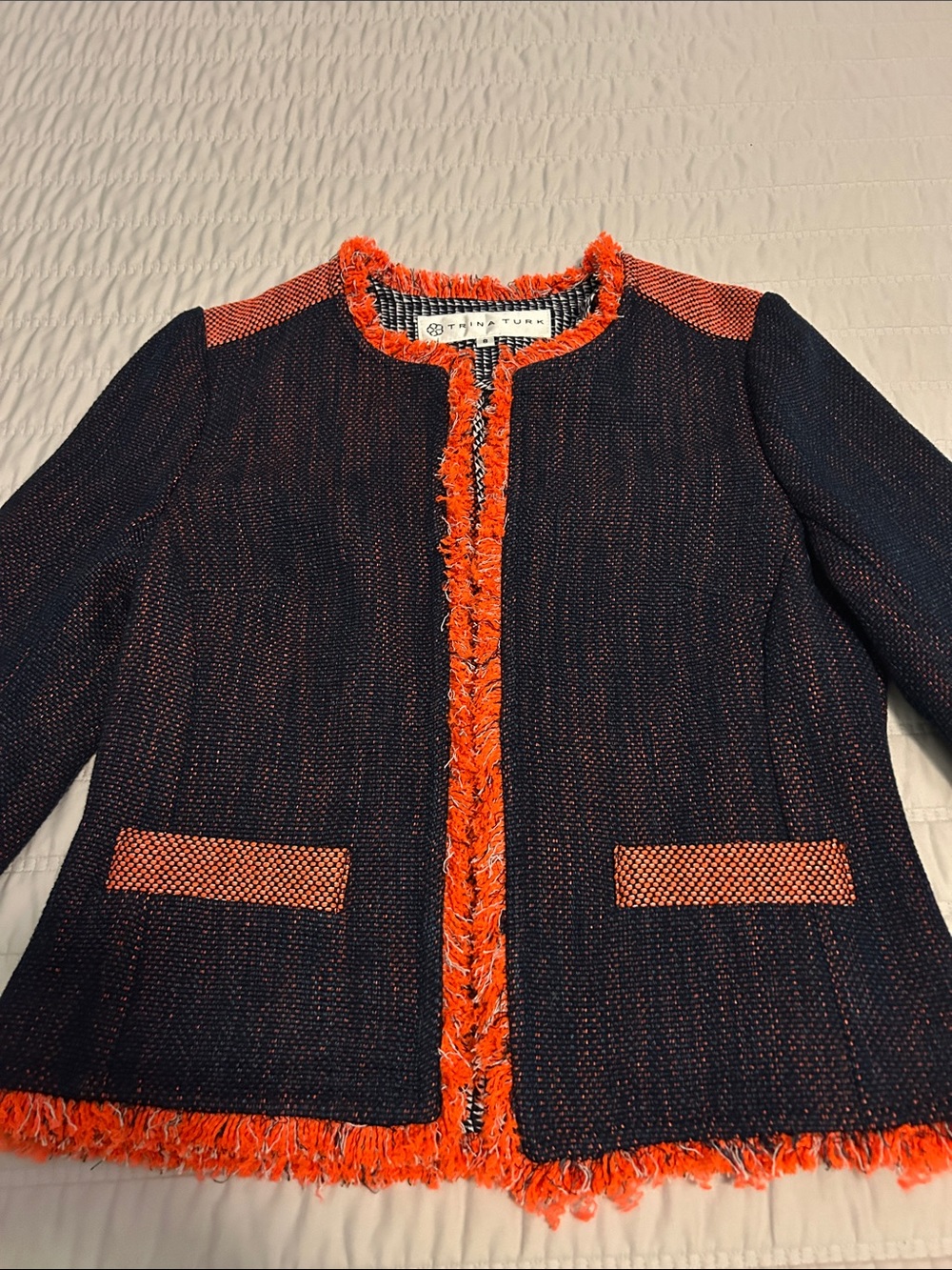 Trina Turk - 3/4 Sleeve Hook Front Jacket, Size 8 - Picture 3 of 11